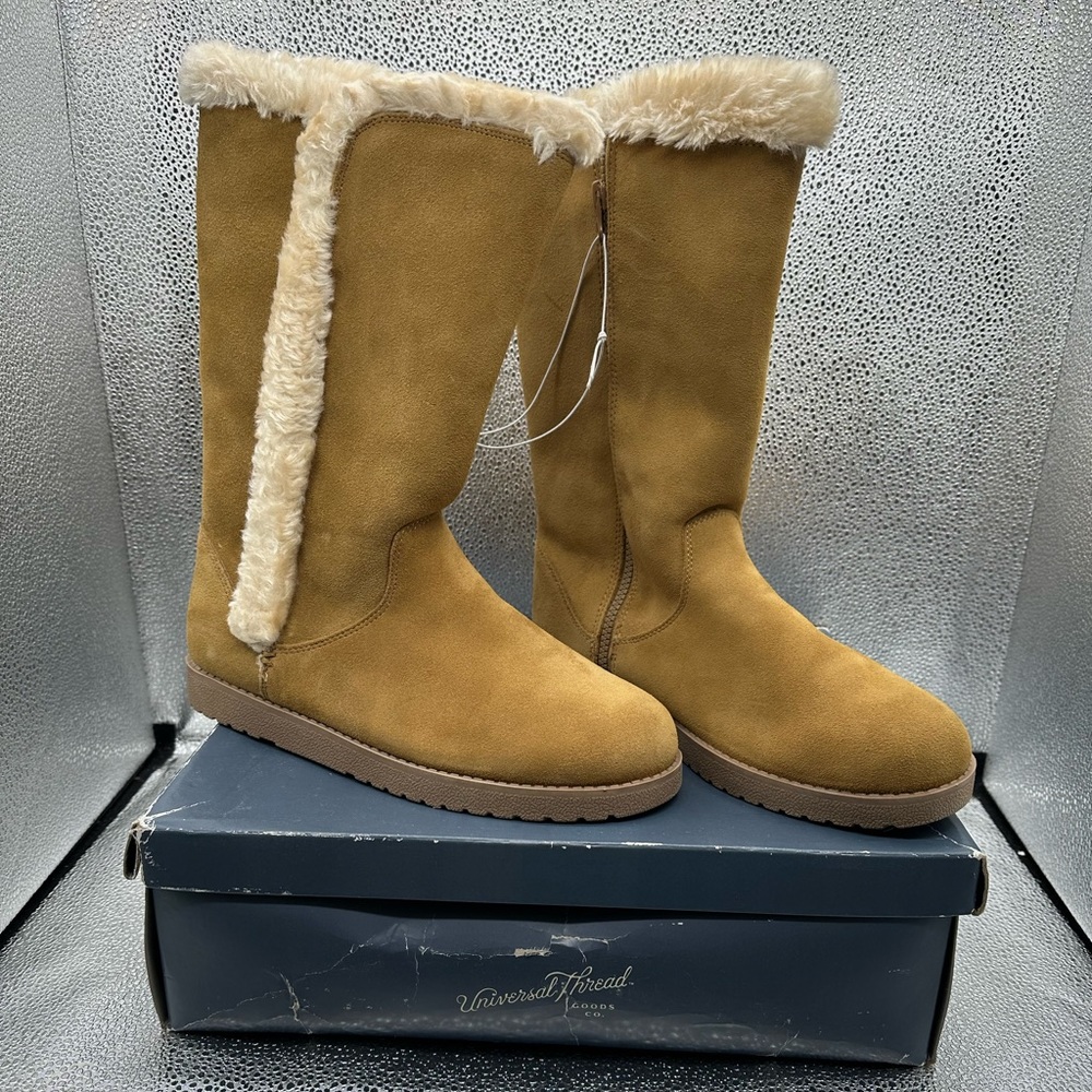 Universal Thread Womens Daniela Suede Tall Boots Natural Size 10 NWT